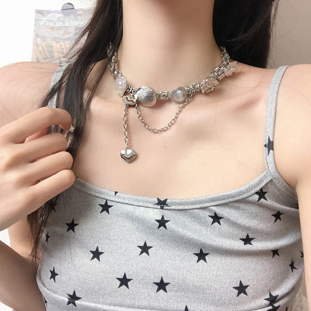 Mariamawit Layered Pearl Heart Necklace