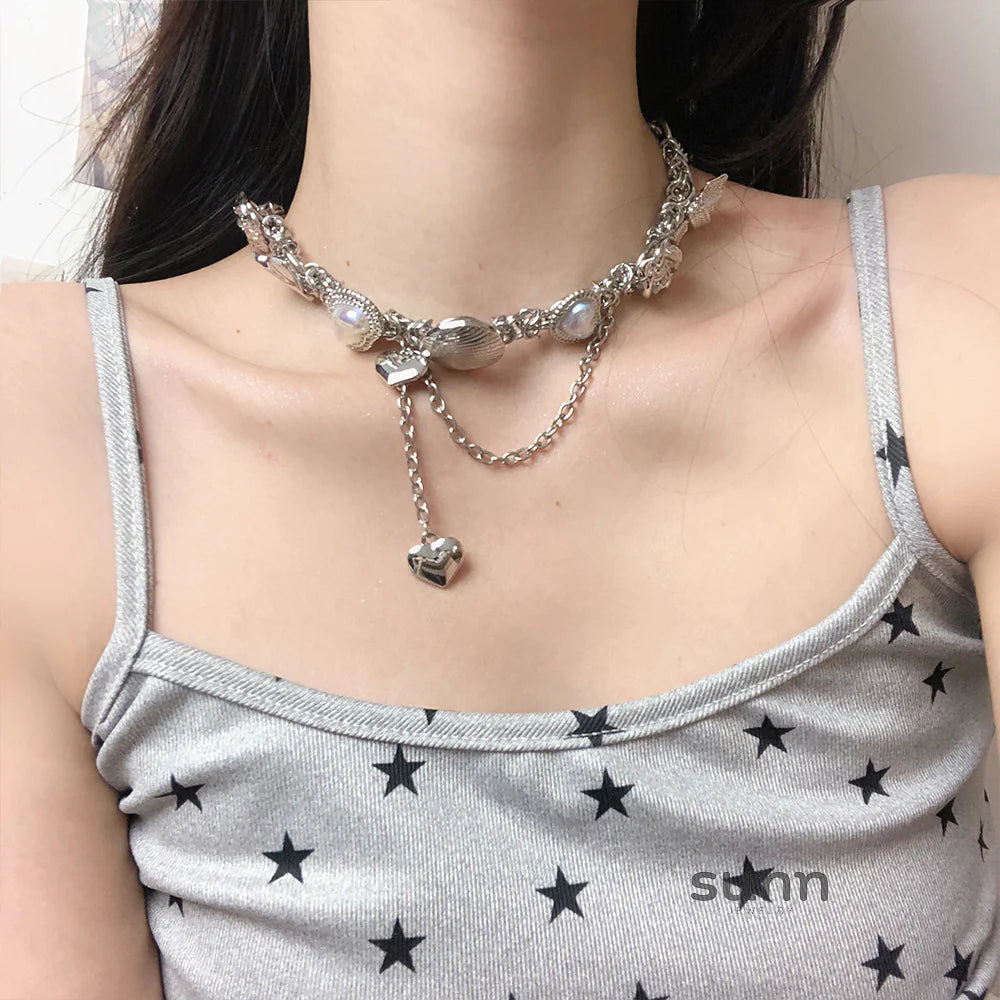 Mariamawit Layered Pearl Heart Necklace