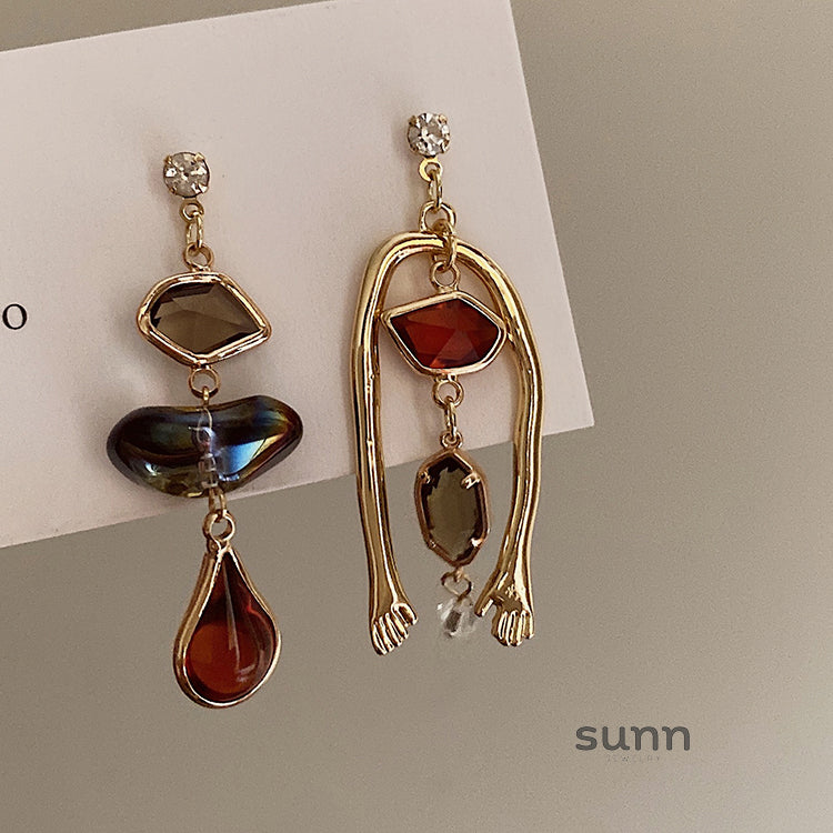 Mariella Abstract Gold Dangle Earrings [NOT551S9]