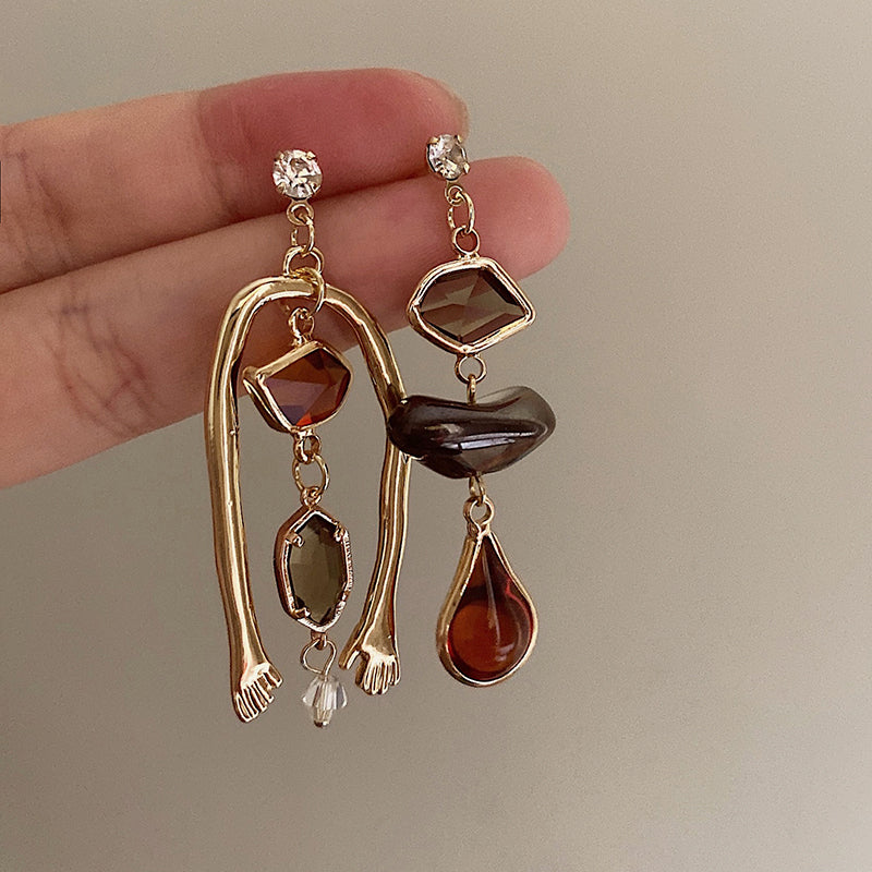Mariella Abstract Gold Dangle Earrings [FX835X60]