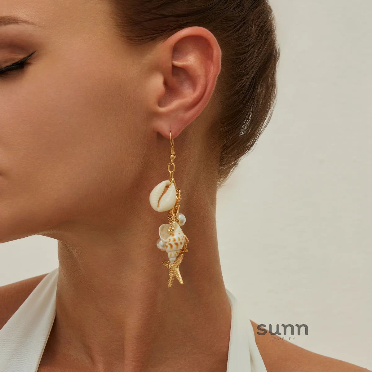 Marionna Gold Ocean Stud Earrings