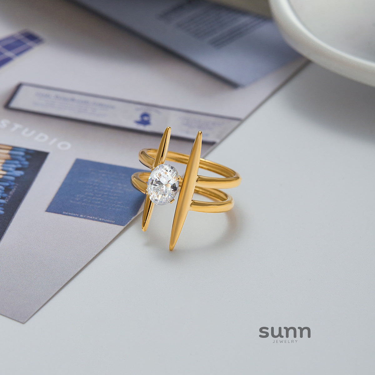 Maris Geometric Zircon Ring Set [YZMIDNJZ]