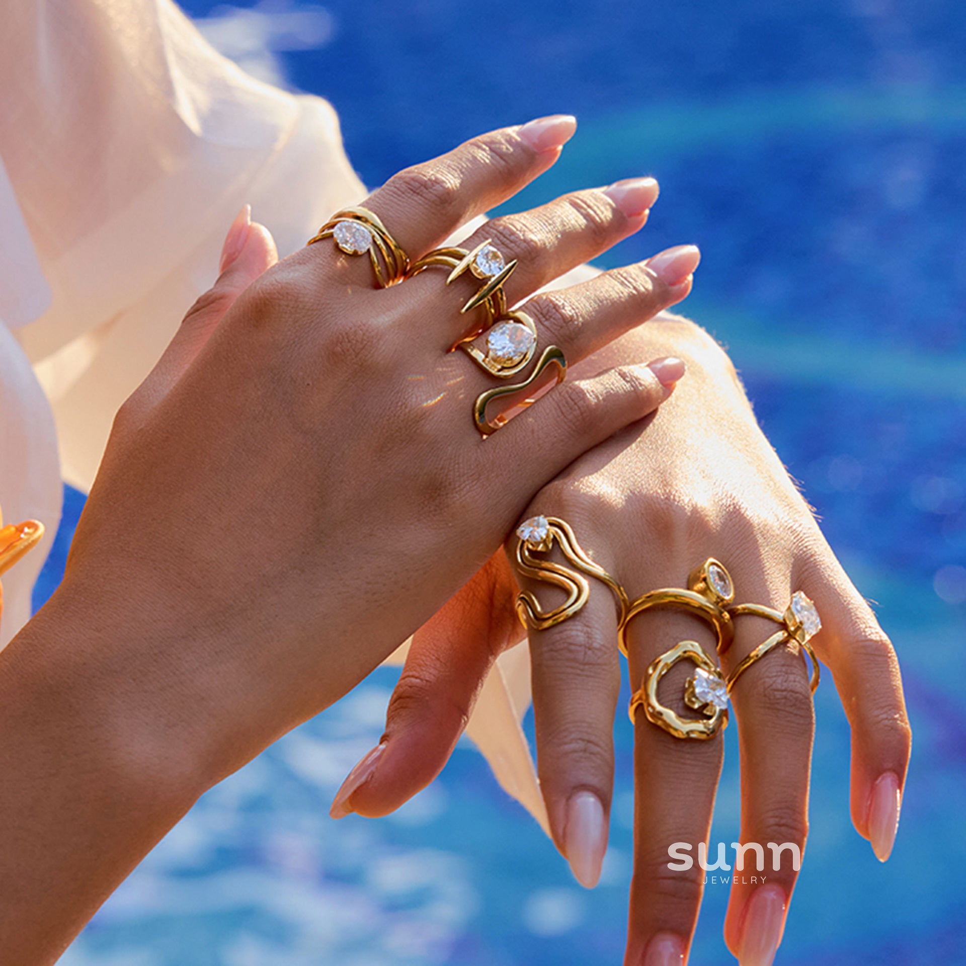 Maris Geometric Zircon Ring Set [4CYUW8R0]