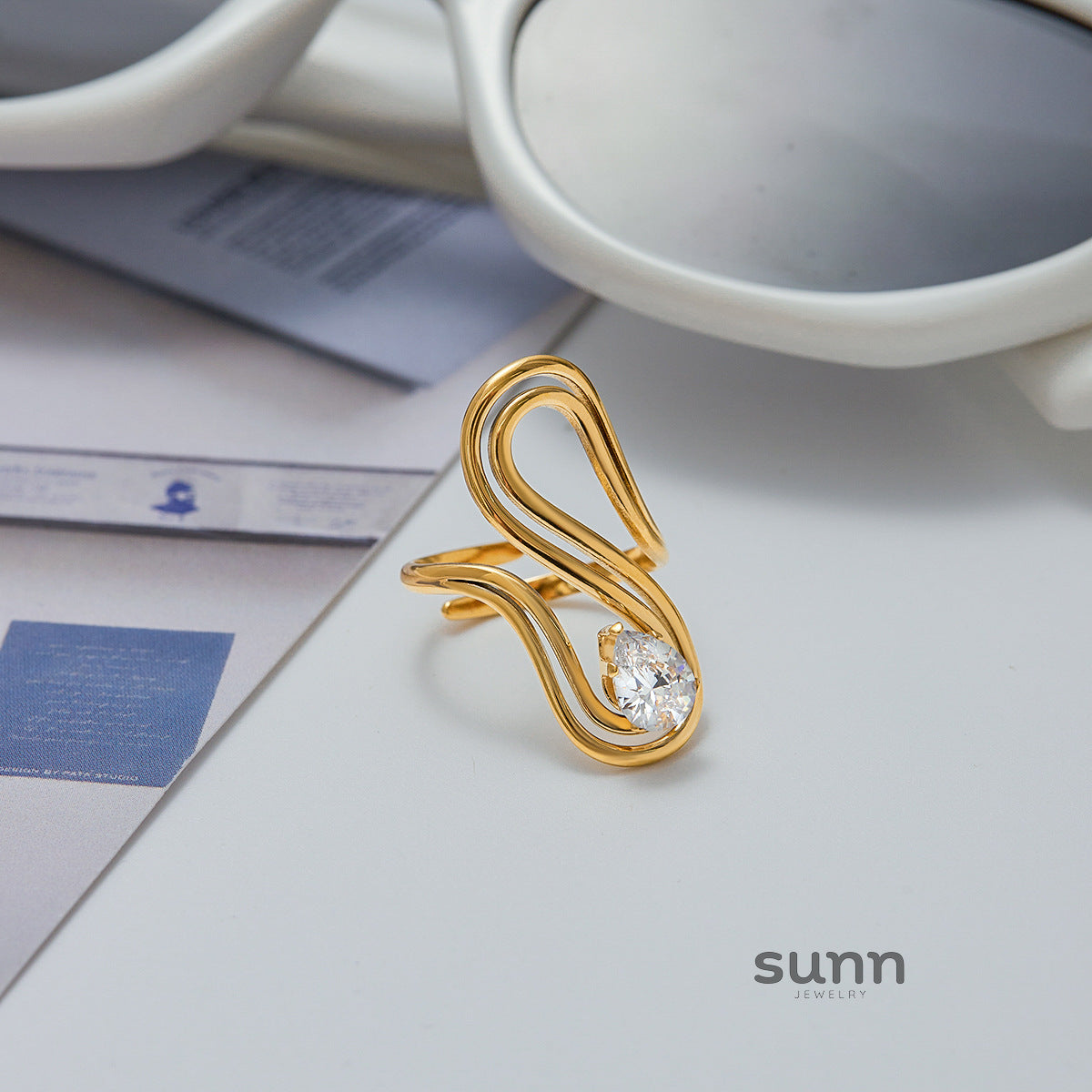 Maris Geometric Zircon Ring Set [S0QK3XOW]