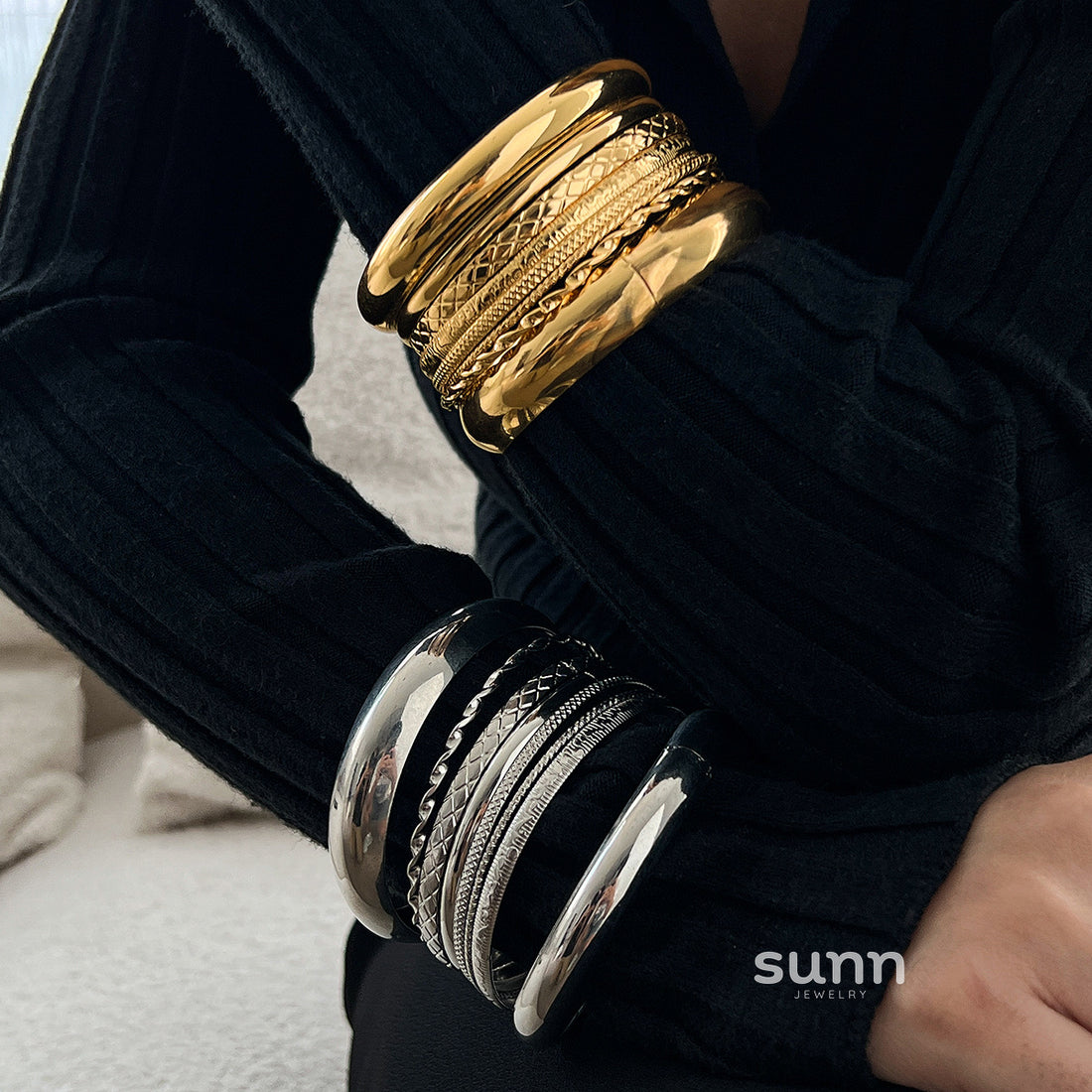 Mariyah Geometric Twist Cuff Set [KTGZBVRQ]