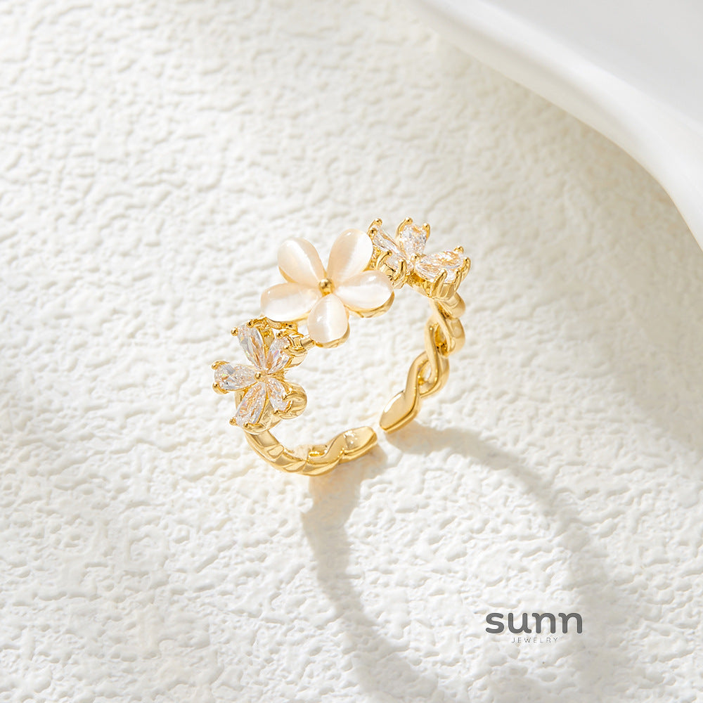 Marleigh Floral Cat's Eye Ring [C4P0E9O8]
