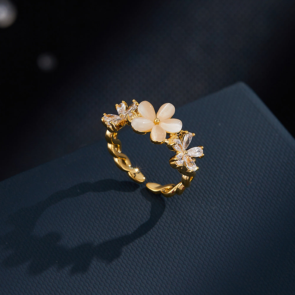 Marleigh Floral Cat's Eye Ring [6KMAFFQM]