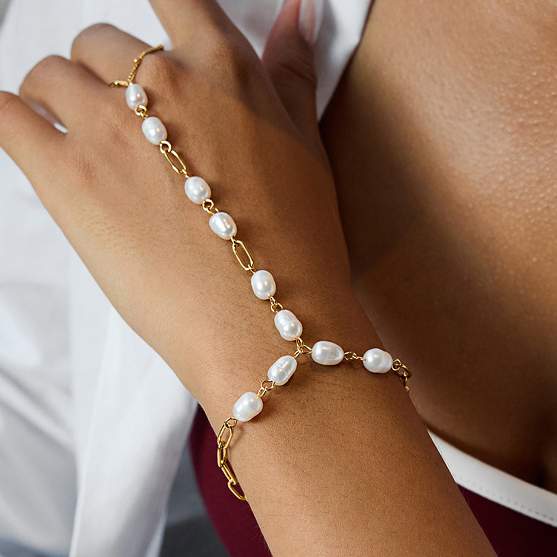 Marlena Dainty Pearl Chain Bracelet [DY73KQGA]
