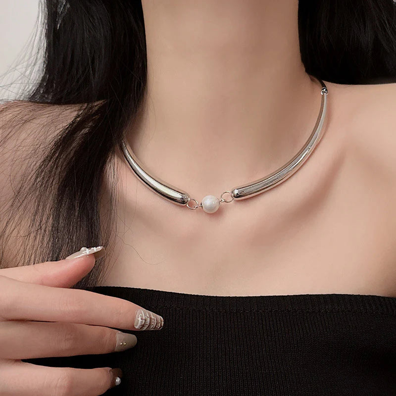 Marli Geometric Pearl Necklace
