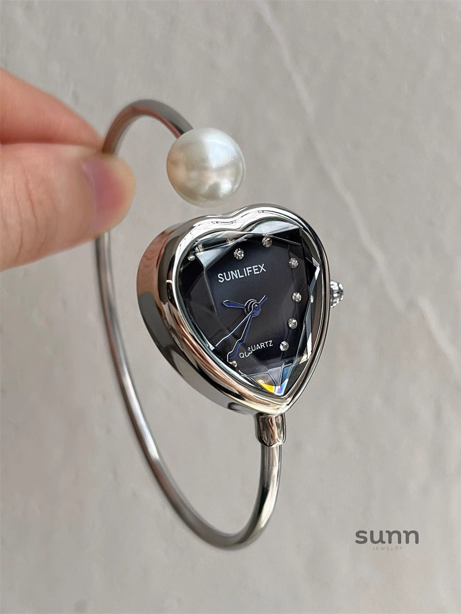 Marli Heart Pearl Bracelet Watch [QB0IVC0K]