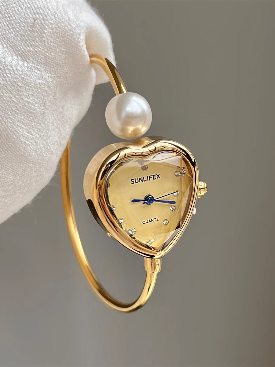 Marli Heart Pearl Bracelet Watch [ZPOS2T08]
