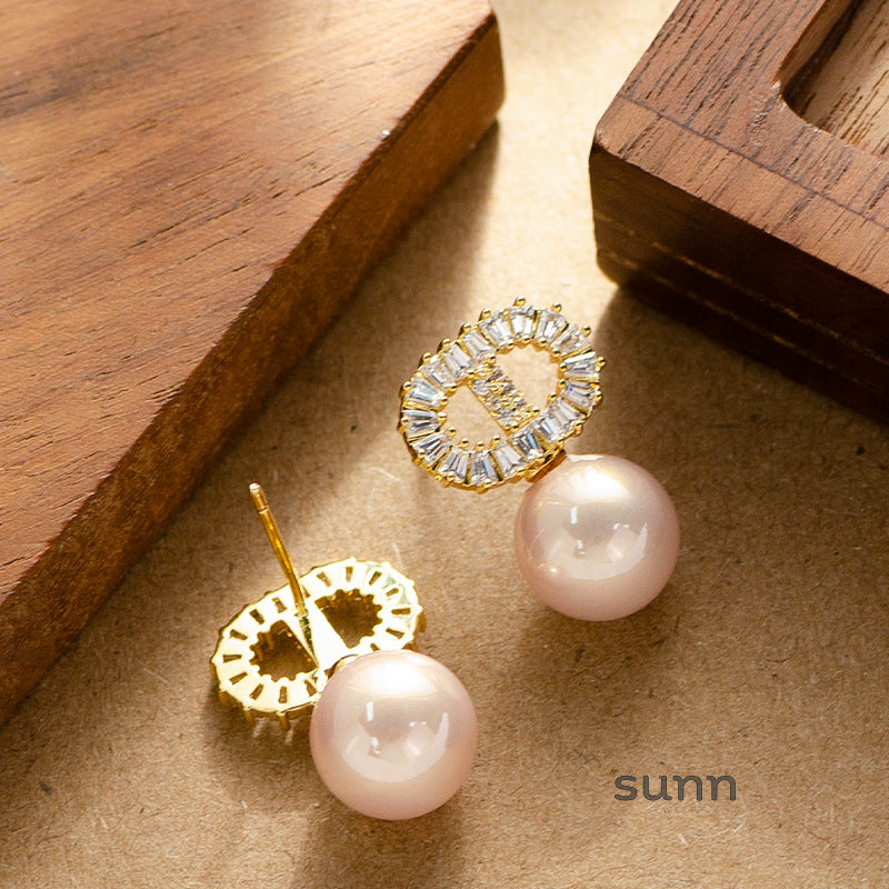 Marlie CD Pearl Stud Earrings [7L2E47BN]