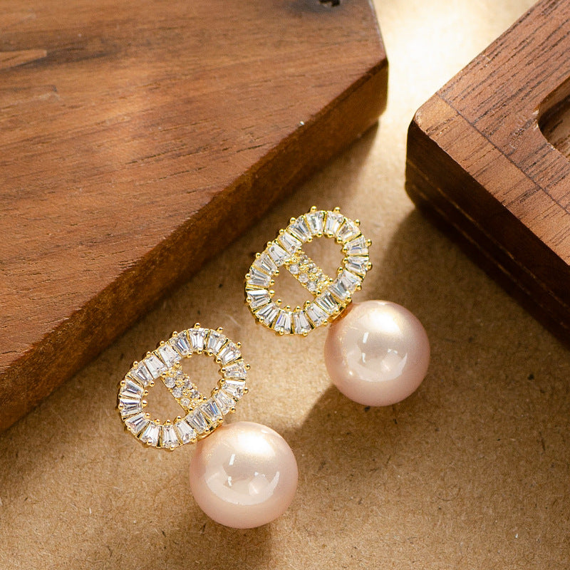 Marlie CD Pearl Stud Earrings [7L2E47BN]