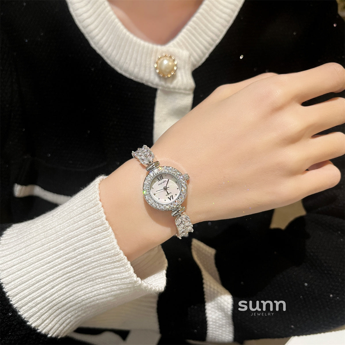 Marwa Dainty Crystal Watch [B6X0T06F]