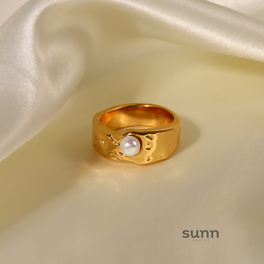 Marygrace 18K Gold Lava Pearl Ring [H4HR9A9Q]