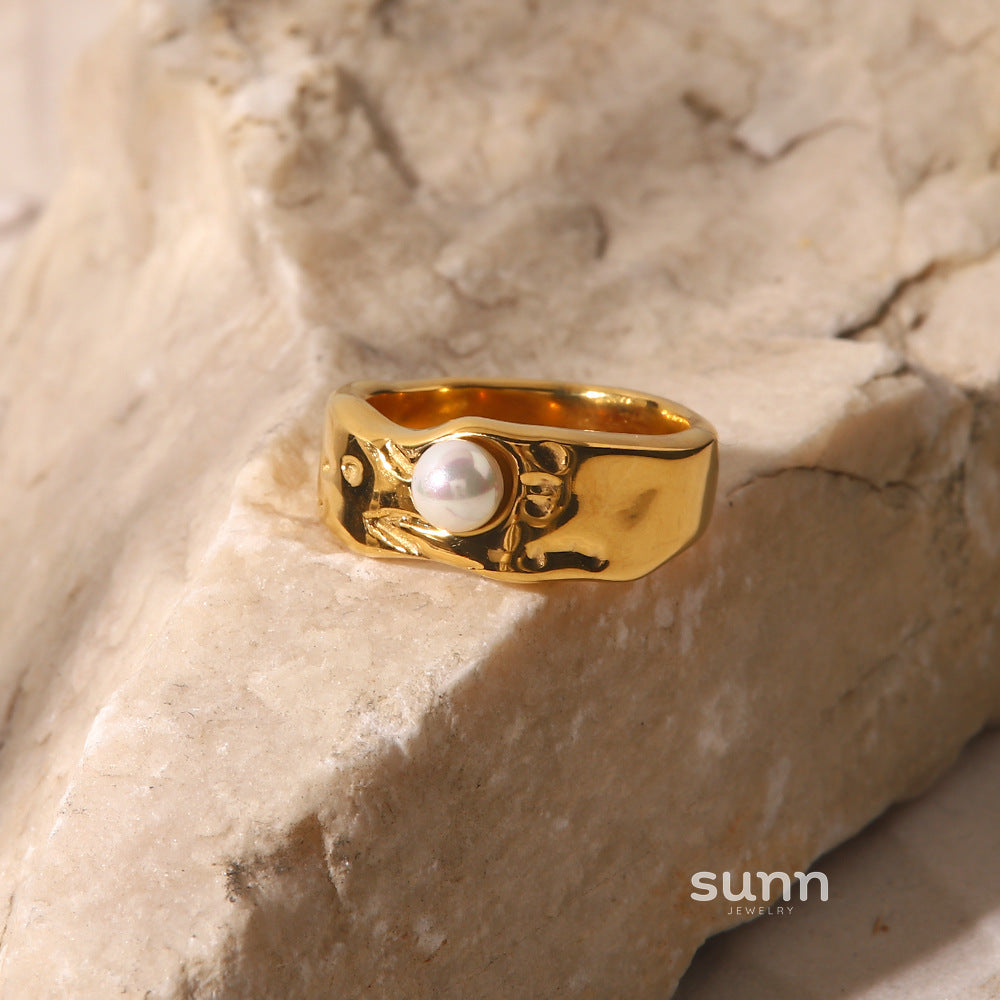 Marygrace 18K Gold Lava Pearl Ring [HDMCCZ4P]