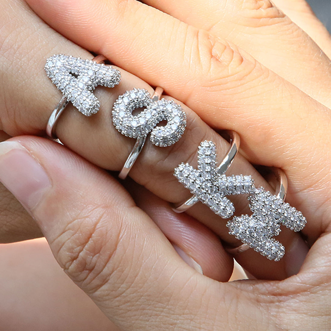 Marykate Silver Bubble Letter Ring [MN5BZ3NV]