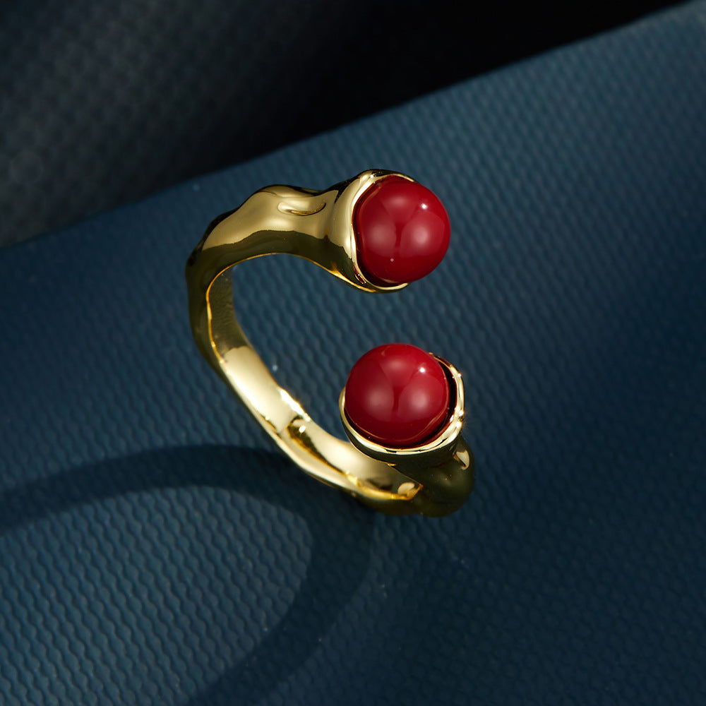 Matilde Red Pearl Open Ring [BPOD9WO8]