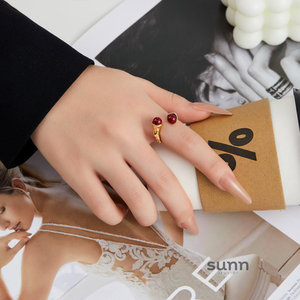 Matilde Red Pearl Open Ring [BPOD9WO8]