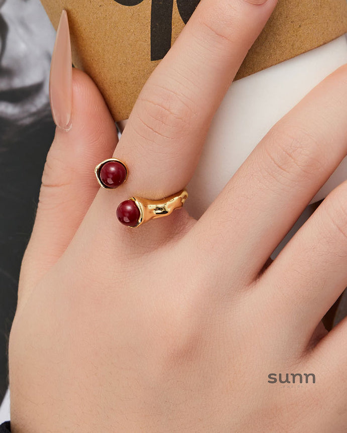 Matilde Red Pearl Open Ring [YUEI9O1T]