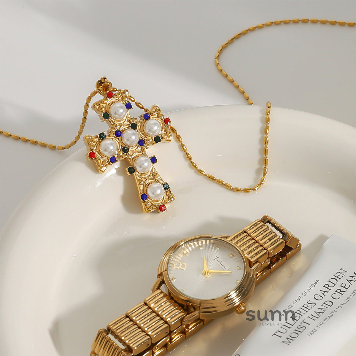 Mattie Beaded Cross Necklace [YI2CEO38]
