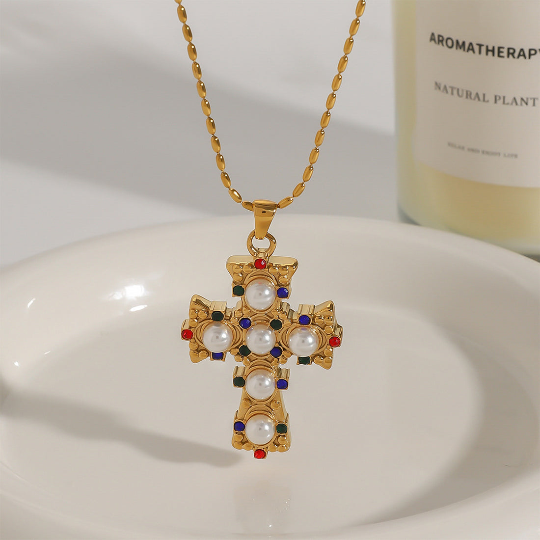 Mattie Beaded Cross Necklace [I9NXA6KE]