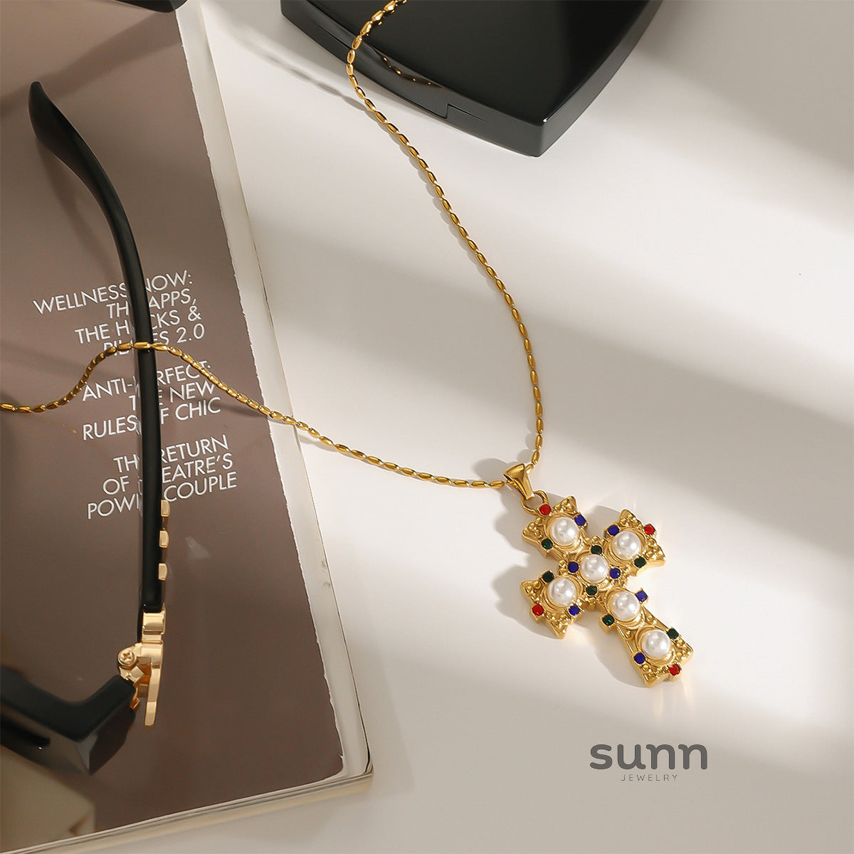 Mattie Beaded Cross Necklace [DIV5RZ9Y]