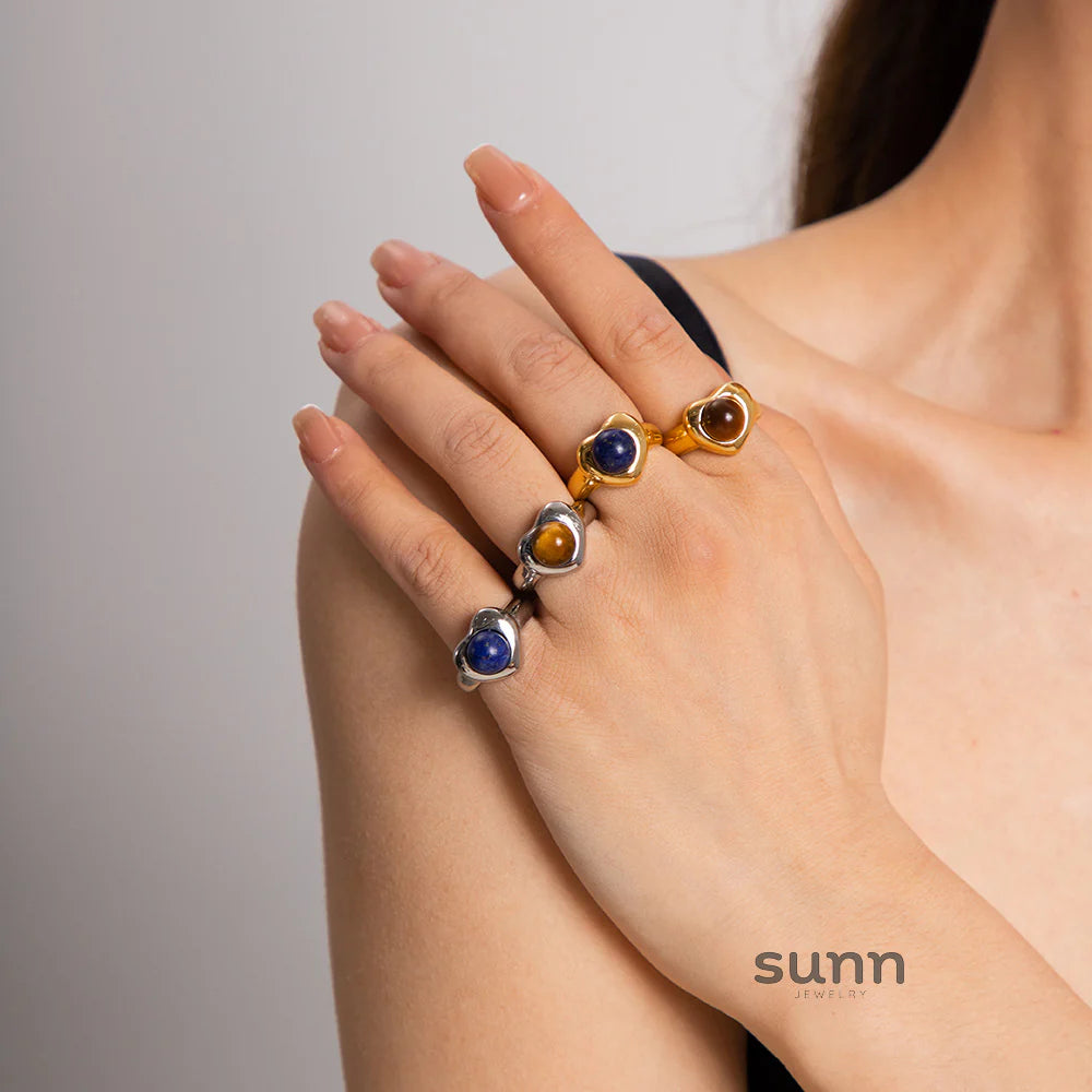 Mattie Tiger Eye Heart Ring