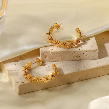 May Dainty Floral Hoop Earrings