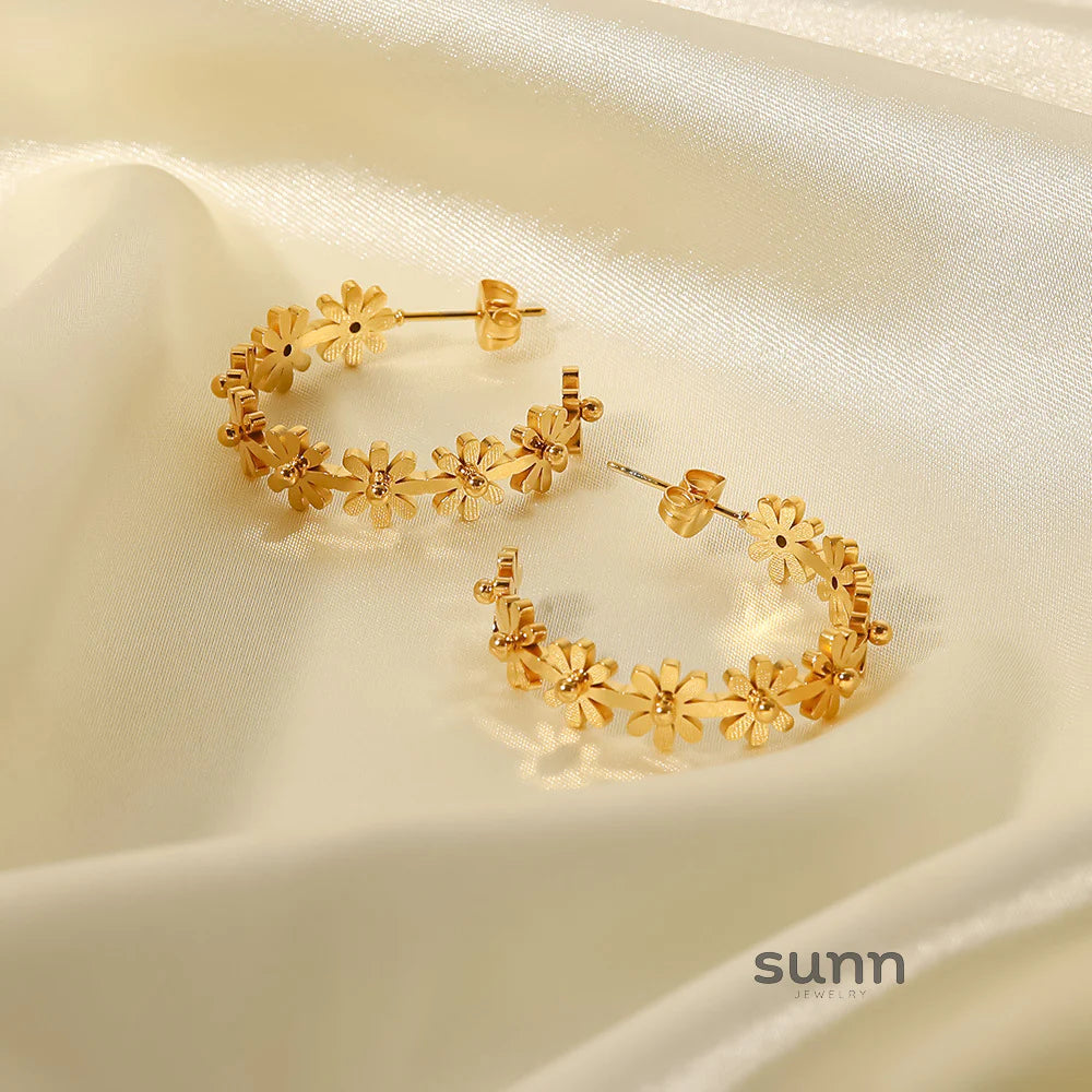 May Dainty Floral Hoop Earrings