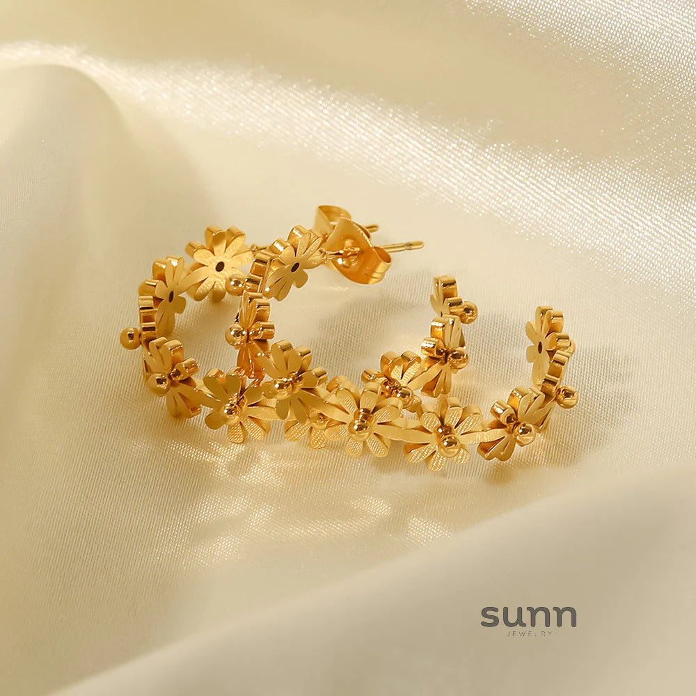 May Dainty Floral Hoop Earrings