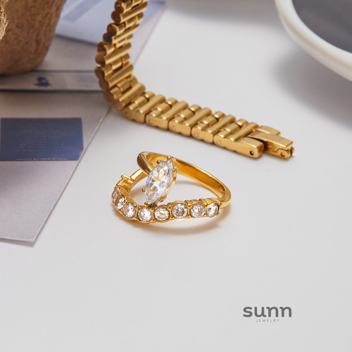 Mayah Zircon Crossover Ring [T5TLBH5S]