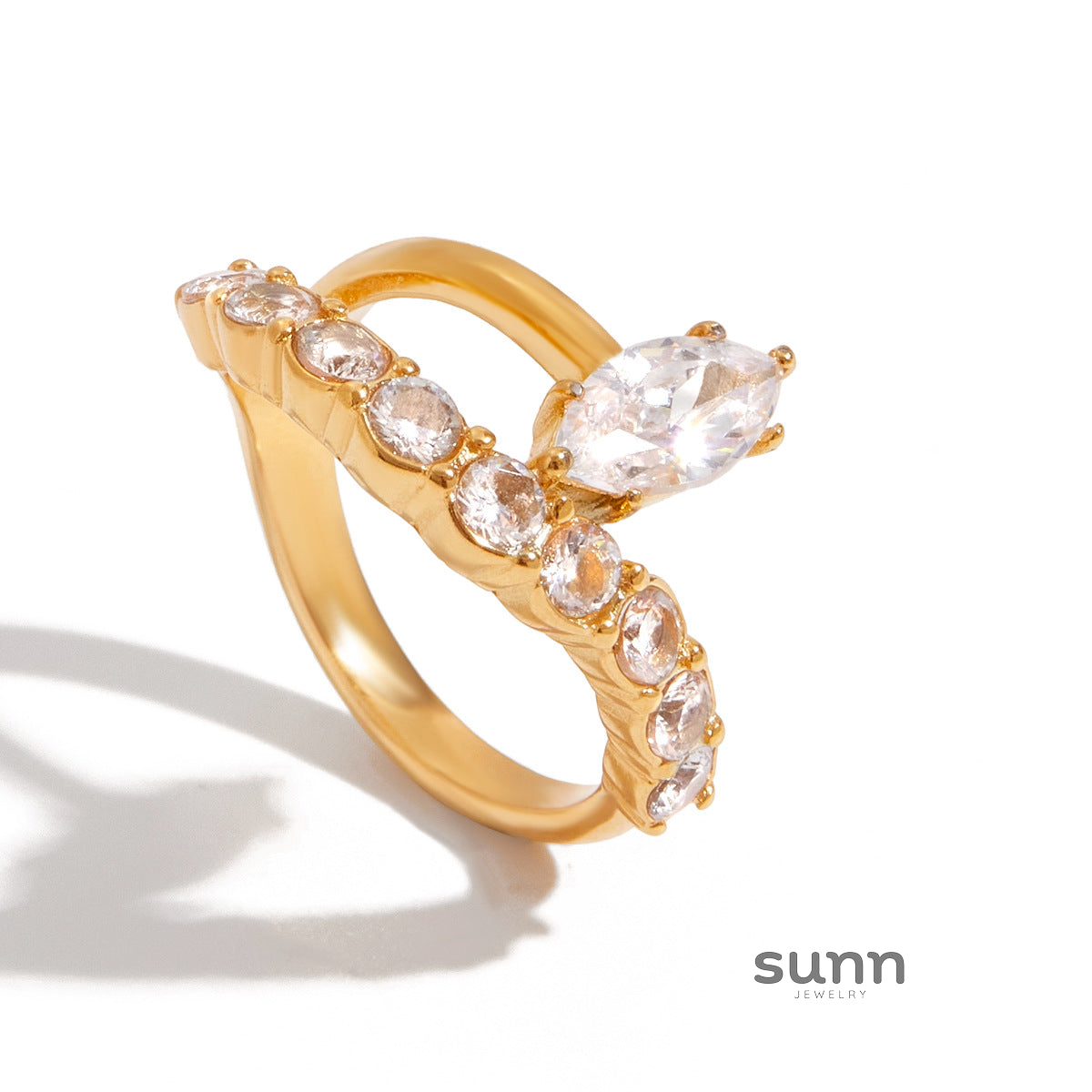 Mayah Zircon Crossover Ring [0UGLN73F]