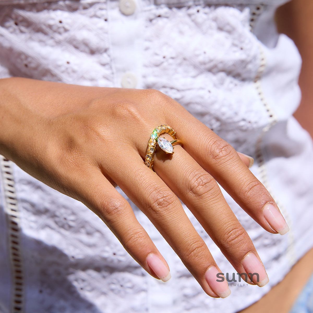 Mayah Zircon Crossover Ring [R0J9ZNE3]