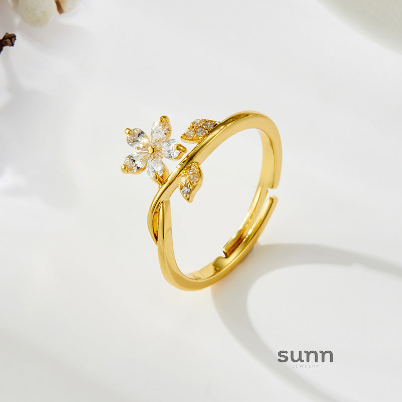 Mayar Dainty Zircon Flower Ring [9061650D]