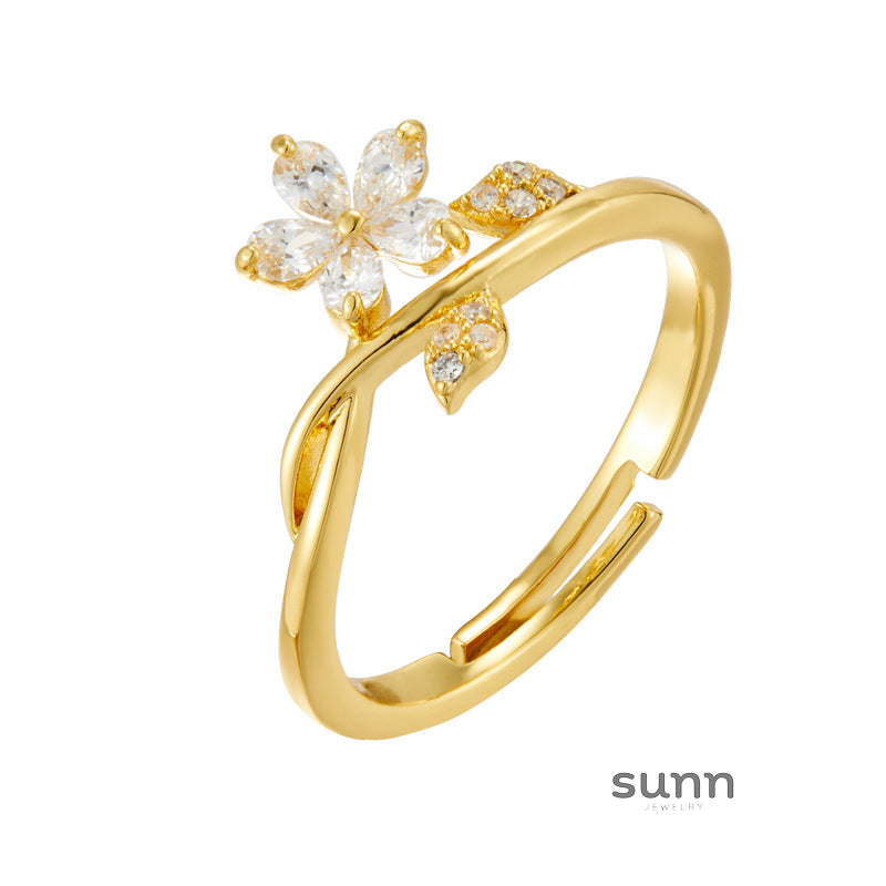 Mayar Dainty Zircon Flower Ring [FJZ6U615]