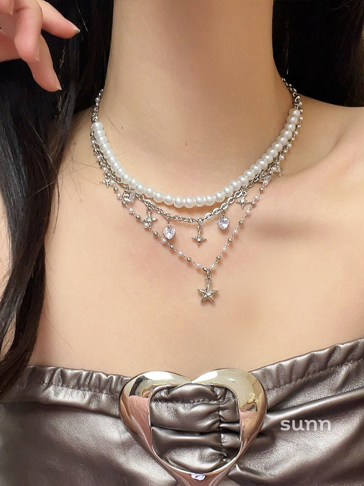 Mayar Star Layered Pearl Choker [4P775D2I]
