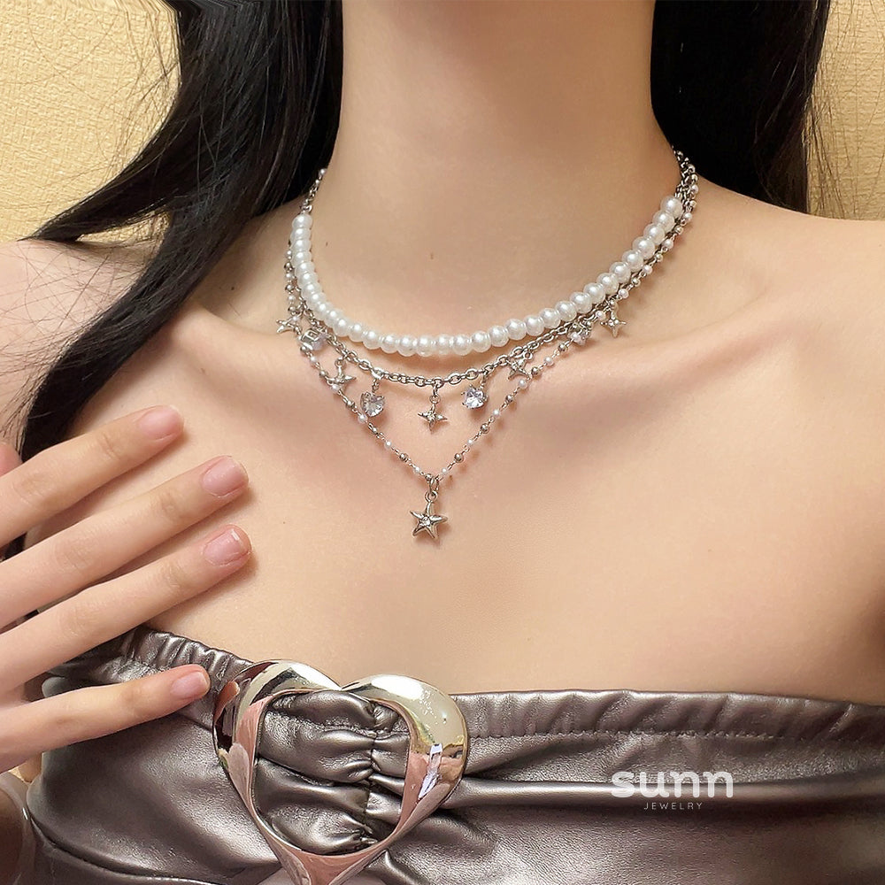 Mayar Star Layered Pearl Choker [RD5J7AB9]