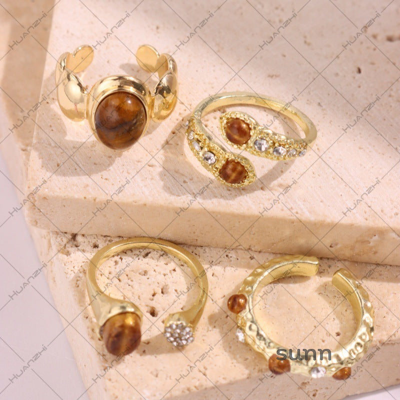 Mayleigh Snake Tiger Eye Ring Set [1HR5LNU1]