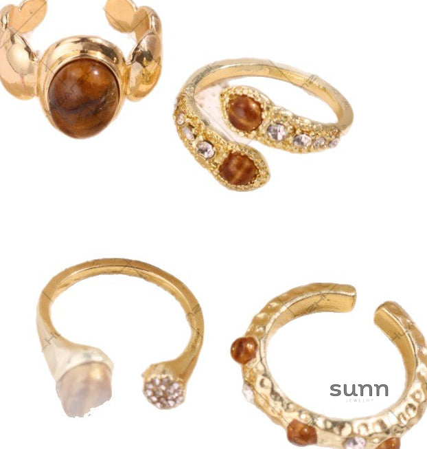 Mayleigh Snake Tiger Eye Ring Set [AATS7Z0R]