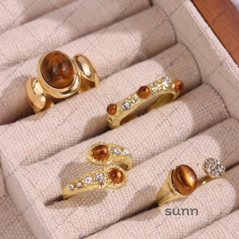 Mayleigh Snake Tiger Eye Ring Set [RW792S6V]