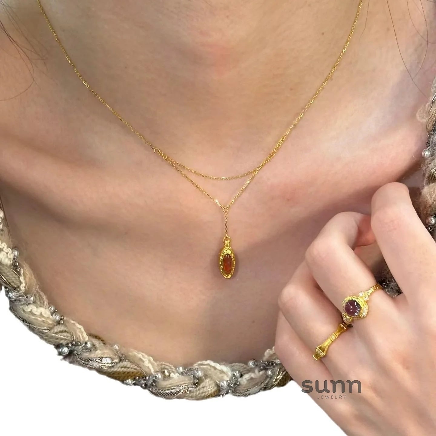 Mayte Caramel Star Layered Necklace