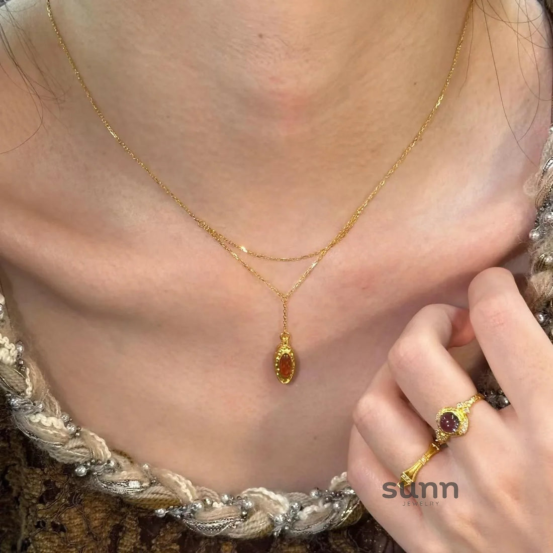 Mayte Caramel Star Layered Necklace