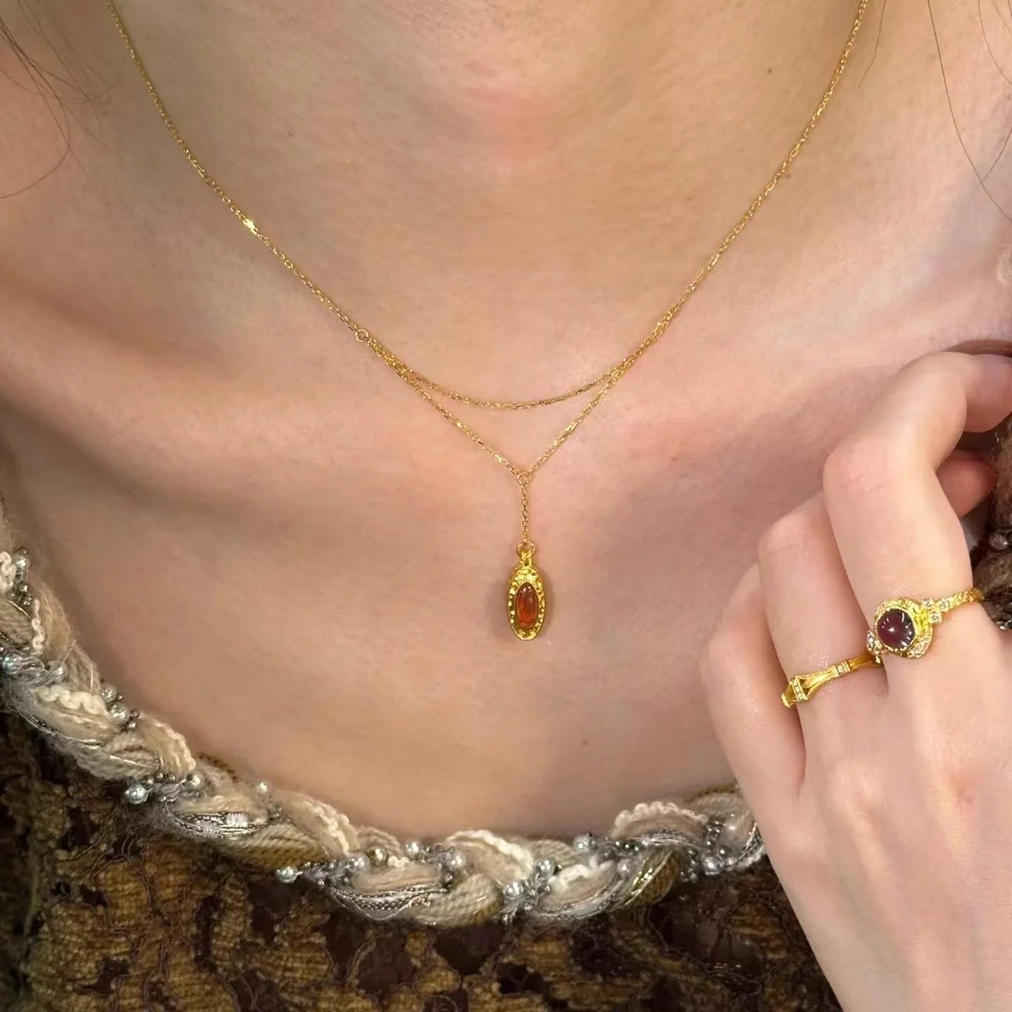 Mayte Caramel Star Layered Necklace
