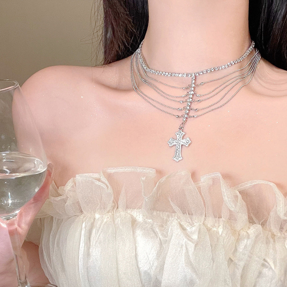 Mazie Layered Cross Necklace [PS4DSFJG]