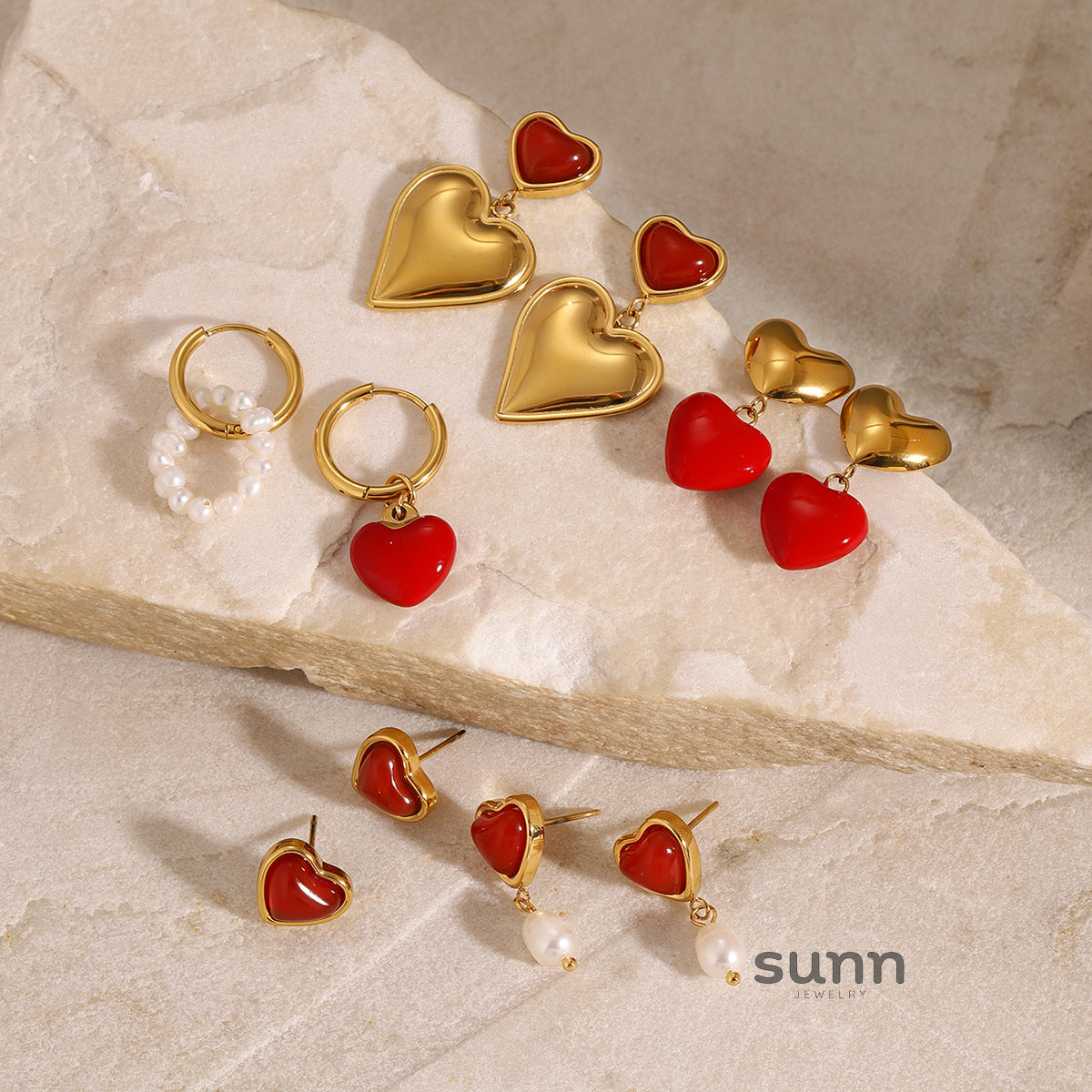 Mckenna Enamel Heart Pearl Earrings [6J1FJGIZ]
