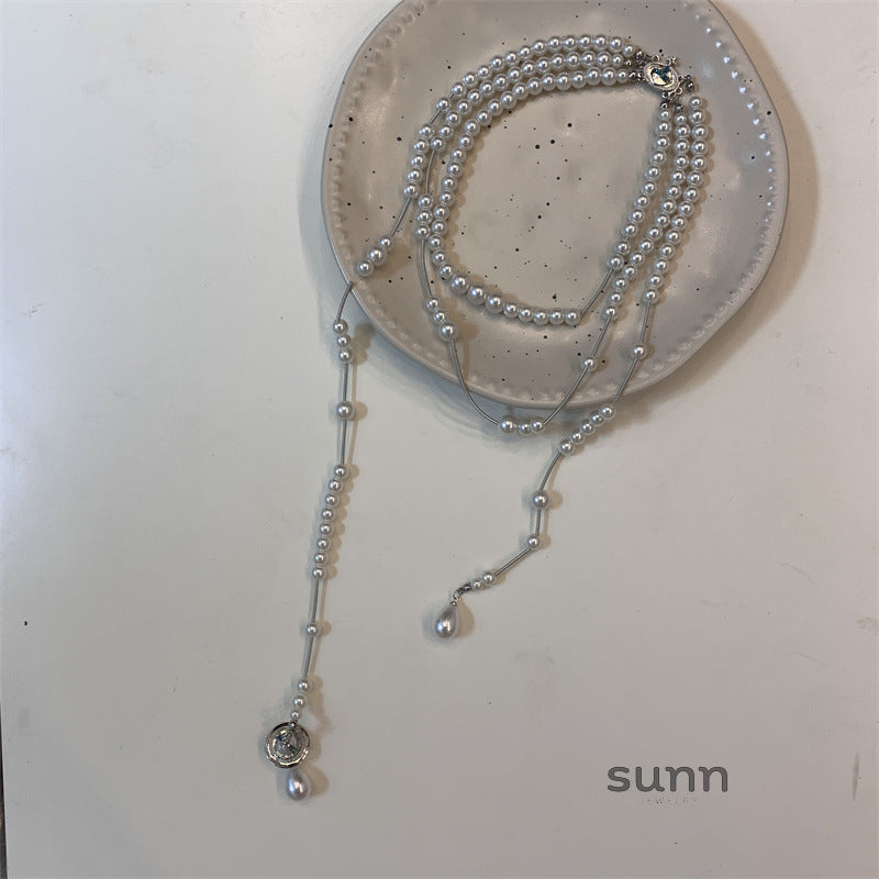 Meela Asymmetrical Layered Pearl Necklace [5IAD4GZP]