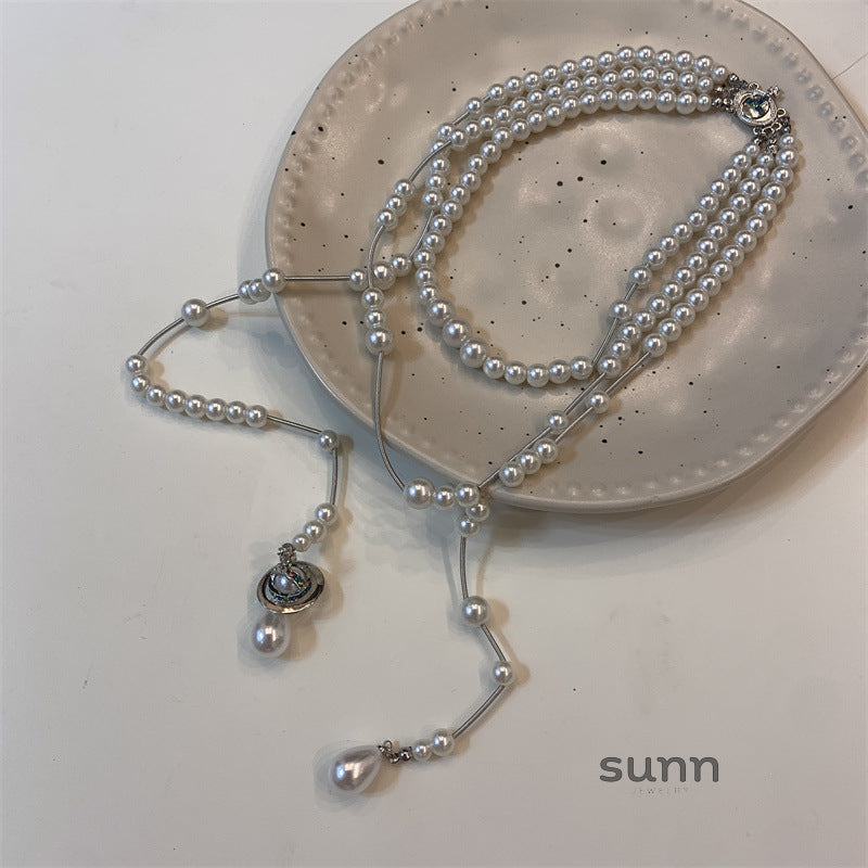 Meela Asymmetrical Layered Pearl Necklace [IPPTKKKQ]