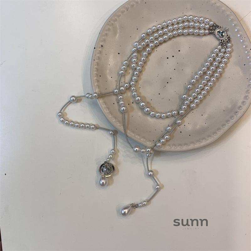 Meela Asymmetrical Layered Pearl Necklace [MHAHKVOV]