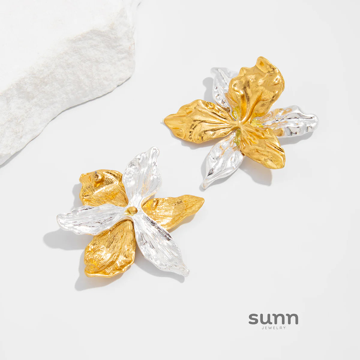 Meela Sculpted Floral Stud Earrings